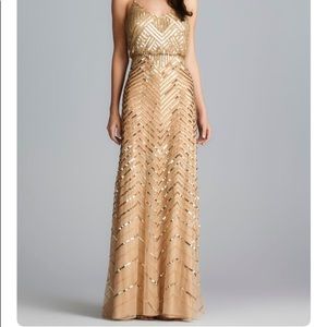 Adrianna Papell Gold Sequins Dress